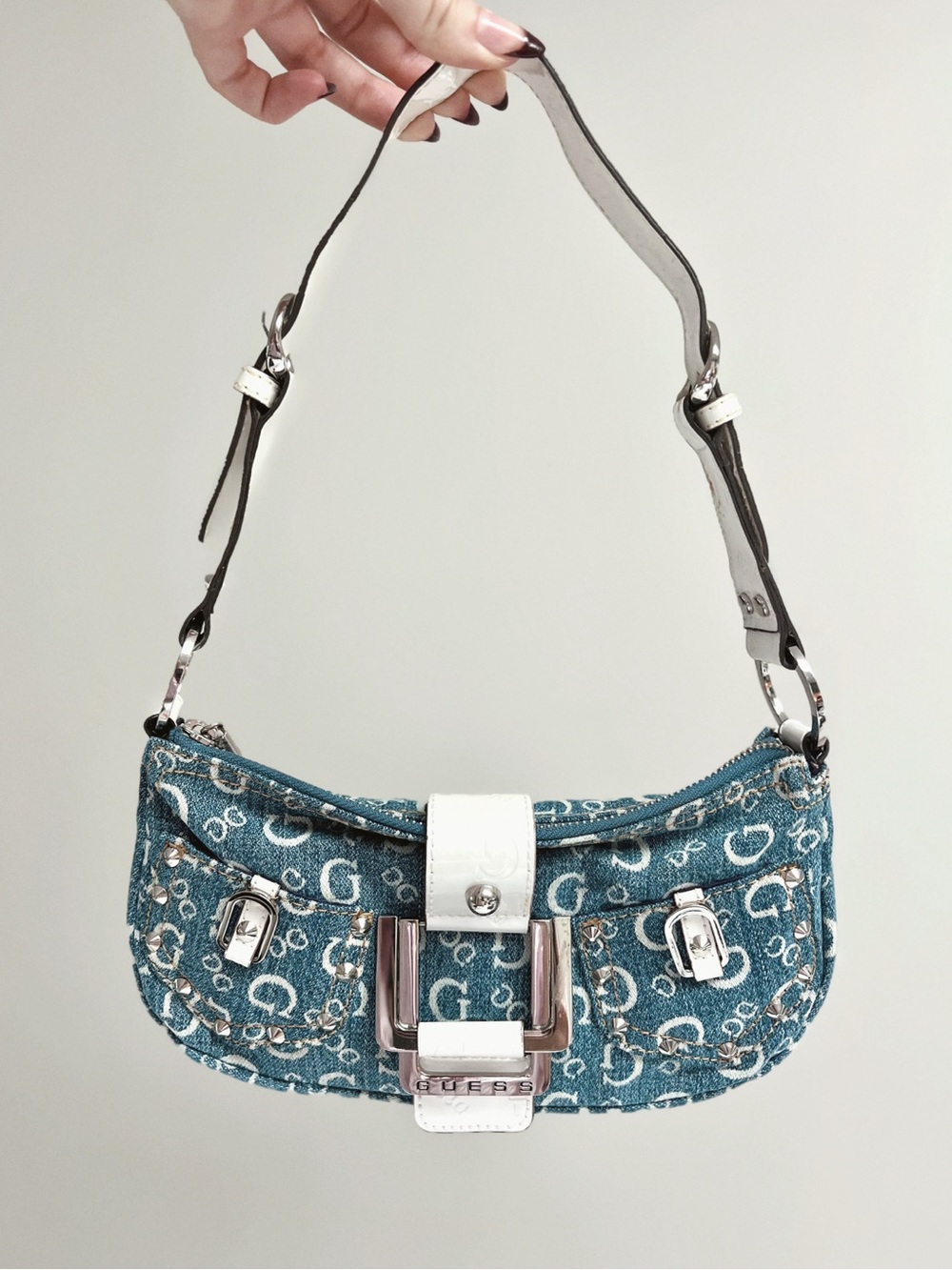 2002 RARE Vintage GUESS | Denim Monogram Mini Shoulder Bag